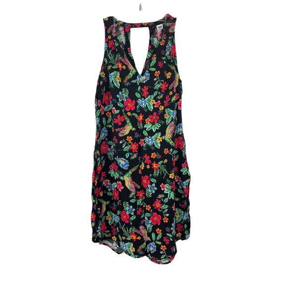 Old Navy Tunic Coverup Dress Womens XS Tropical Bird Sleeveless Mini - Picture 1 of 8